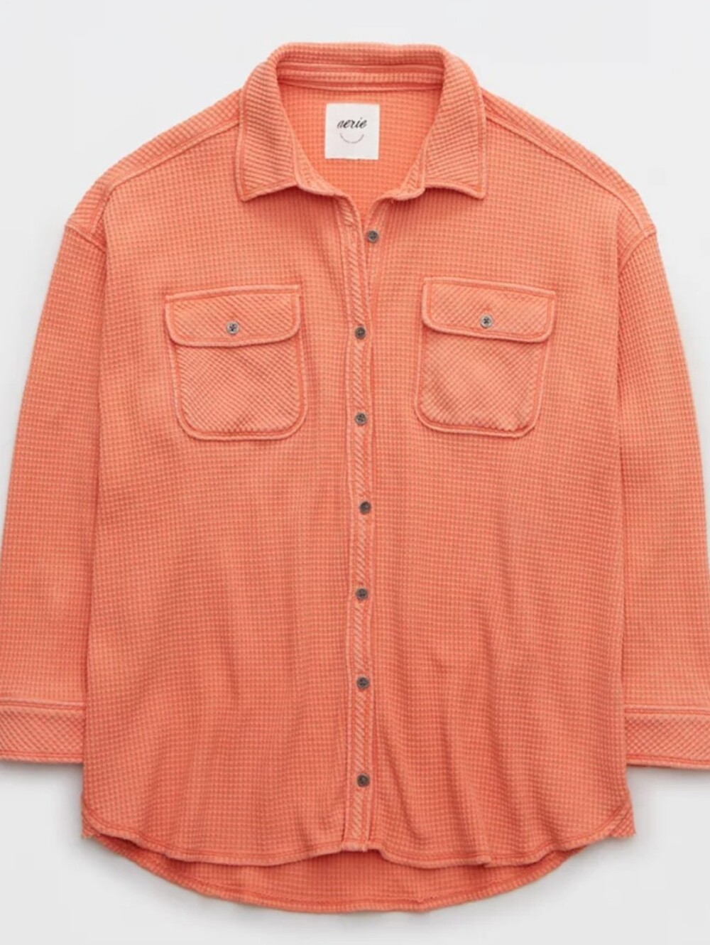 Aerie Waffle LumberJane Shirt Jacket - Coral, Saturn Peach M